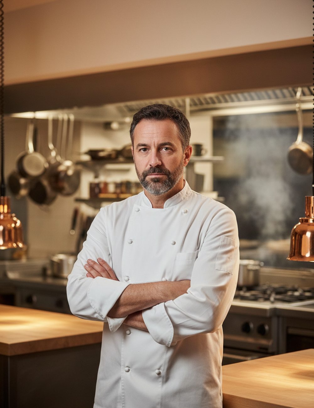 Portrait of chef Julien Marchand in the Aurelia kitchen